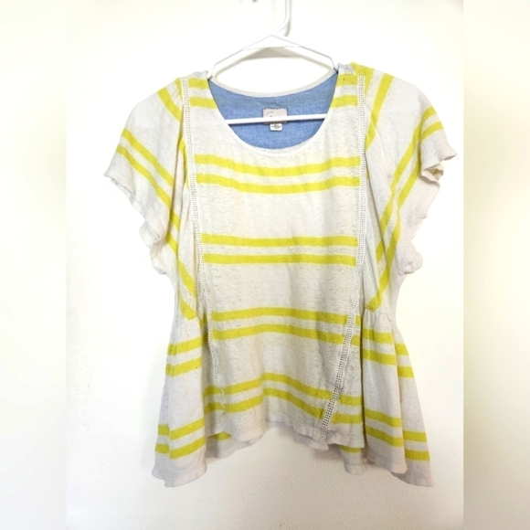 Yellow and White Anthropologie Top - Picture 2 of 5
